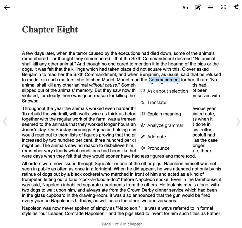 Pronounce button feature in Langik reader